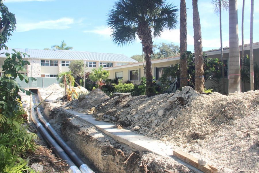 Trenches and rubble have become a familiar campus sight.
