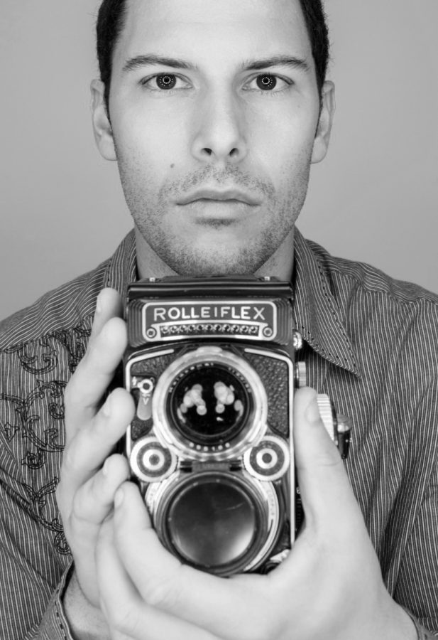 Mr. Stock's self-portrait using a ring light is featured on his website.
