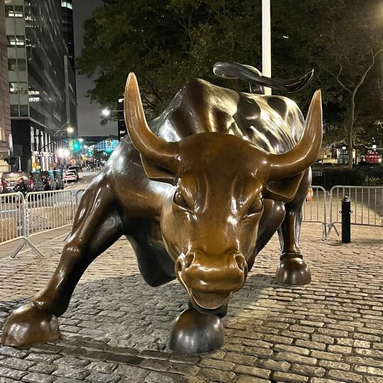 Arturo Di Modica's "The Charging Bull," a Wall Street icon.