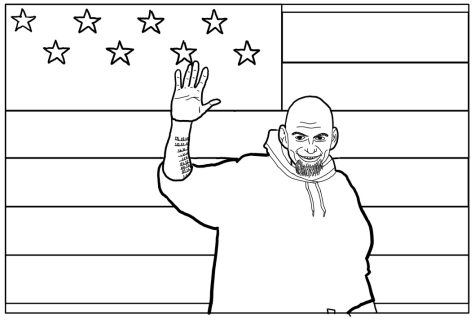 Artist’s rendering of Senator John Fetterman, whose populist appeal upended expectations in the 2022 midterms.