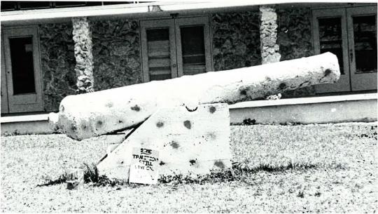 The painted cannon circa 1976, with a placard that reads, “Some Traditions Still Live On. 
Love, The Phantom.