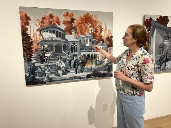 Rachel Feinstein explaining elements of her art.