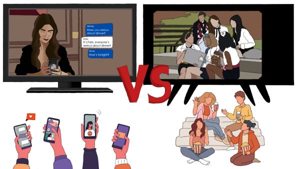 Illustration comparing new TV shows to 2000s TV shows